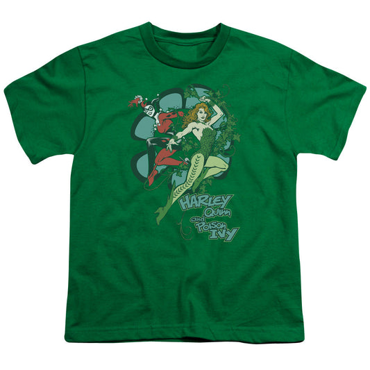 DC Comics Harley and Ivy Kids Youth T Shirt Kelly Green Officially Licensed