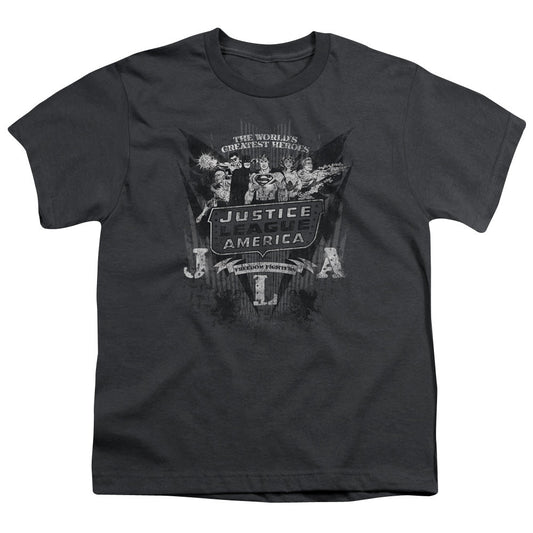 DC Comics Greatest Heroes Kids Youth T Shirt Charcoal Officially Licensed