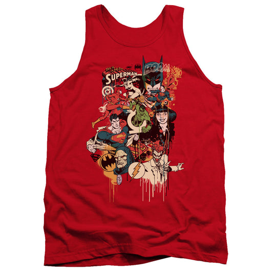 DC Comics Dripping Characters Mens Tank Top Shirt Red Officially Licensed