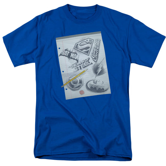 Dc Logo Note Paper Mens T Shirt Royal Blue Officially Licensed