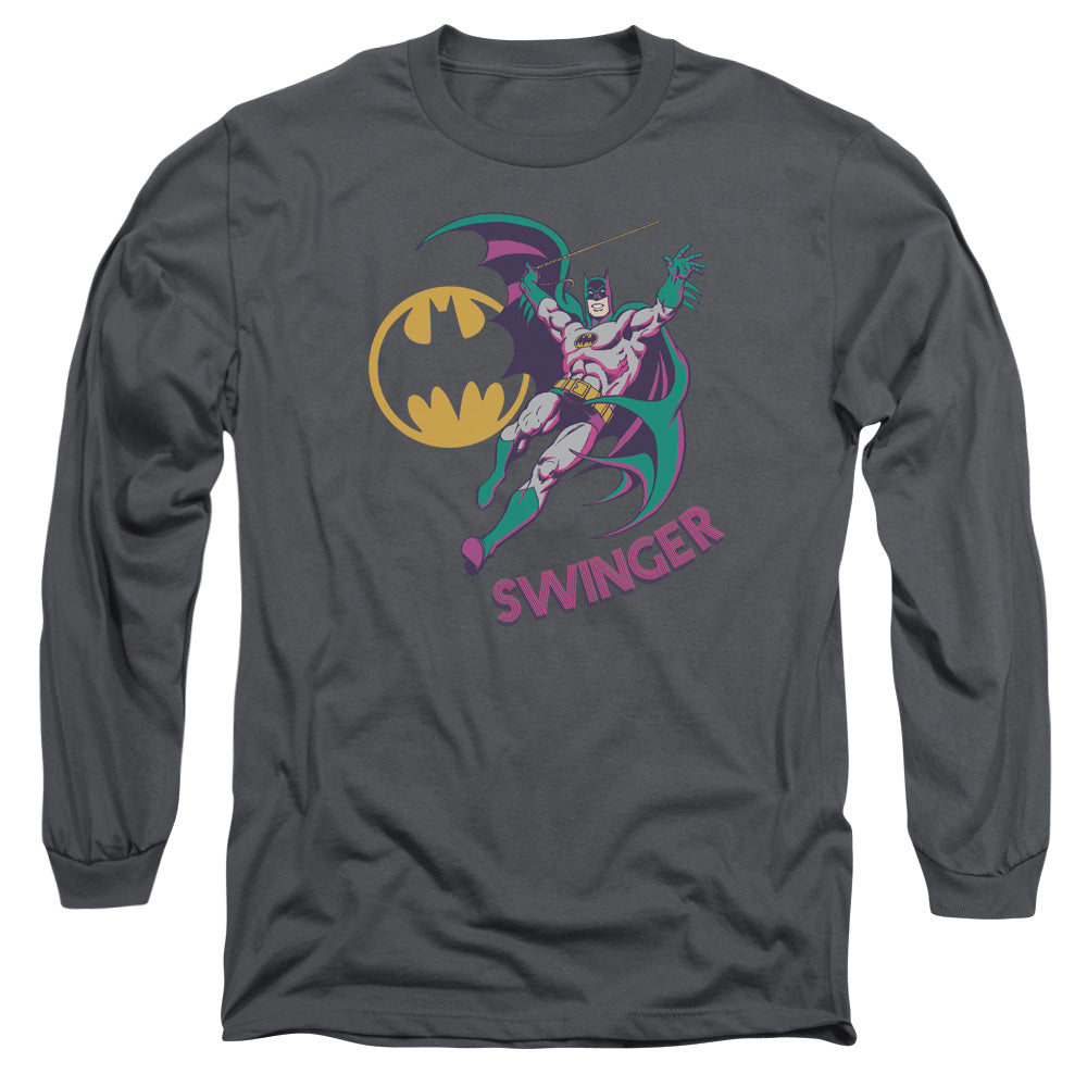 DC Comics Swinger Mens Long Sleeve Shirt Charcoal Officially Licensed