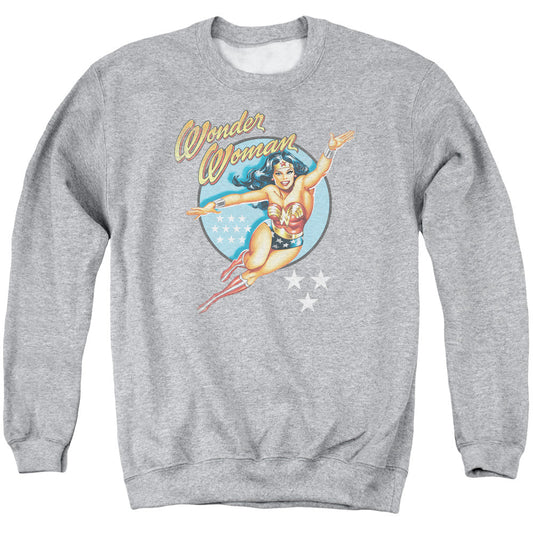 DC Comics Wonder Woman Vintage Mens Crewneck Sweatshirt Athletic Heather Officially Licensed
