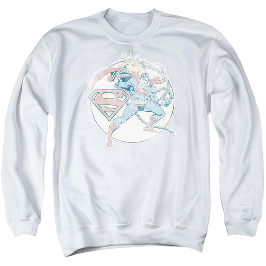 Dco Retro Superman Iron On Mens Crewneck Sweatshirt White
