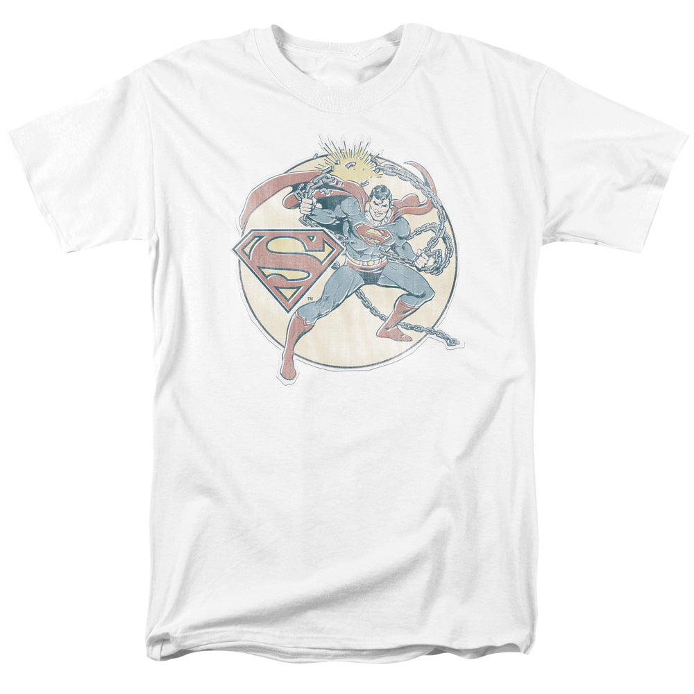 DC Comics Retro Superman Iron on Mens T Shirt White Officially Licensed