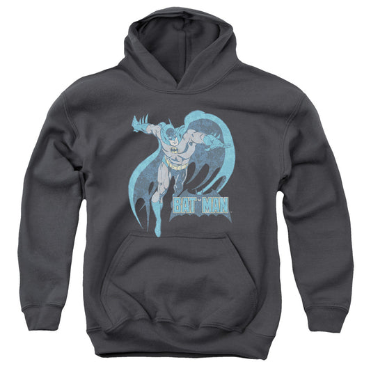 DC Comics Desaturated Batman Kids Youth Hoodie Charcoal Officially Licensed