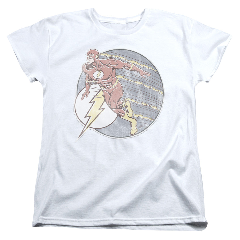 DC Comics Flash Retro Flash Iron on Womens T Shirt White Officially Licensed