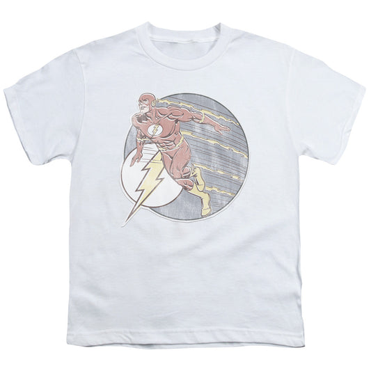 DC Comics Flash Retro Flash Iron on Kids Youth T Shirt White Officially Licensed