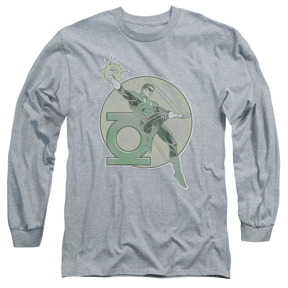 DC Comics Retro Lantern Iron on Mens Long Sleeve Shirt Athletic Heather Officially Licensed
