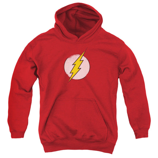 DC Comics Flash Rough Flash Logo Kids Youth Hoodie Red Officially Licensed