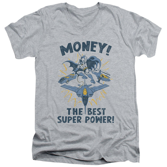 DC Comics Money Mens Slim Fit V Neck T Shirt Athletic Heather Officially Licensed