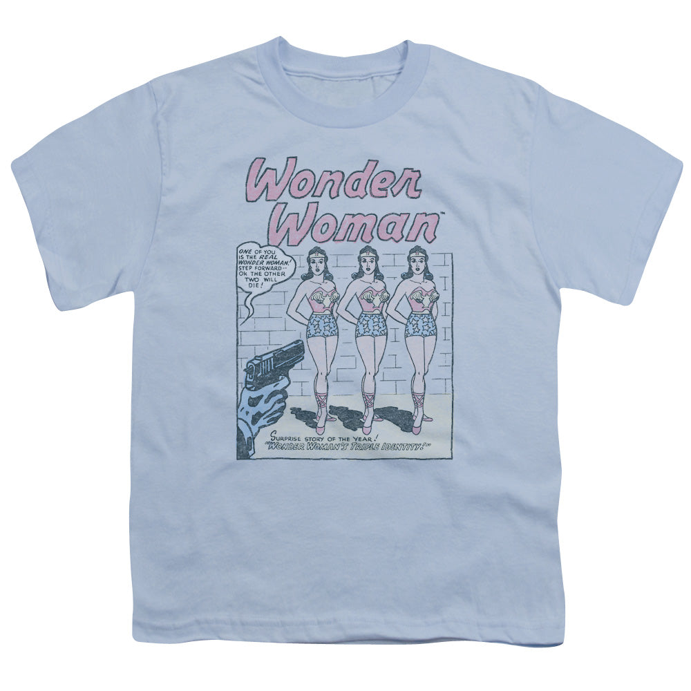 DC Comics Multiple Ww Kids Youth T Shirt Light Blue Officially Licensed