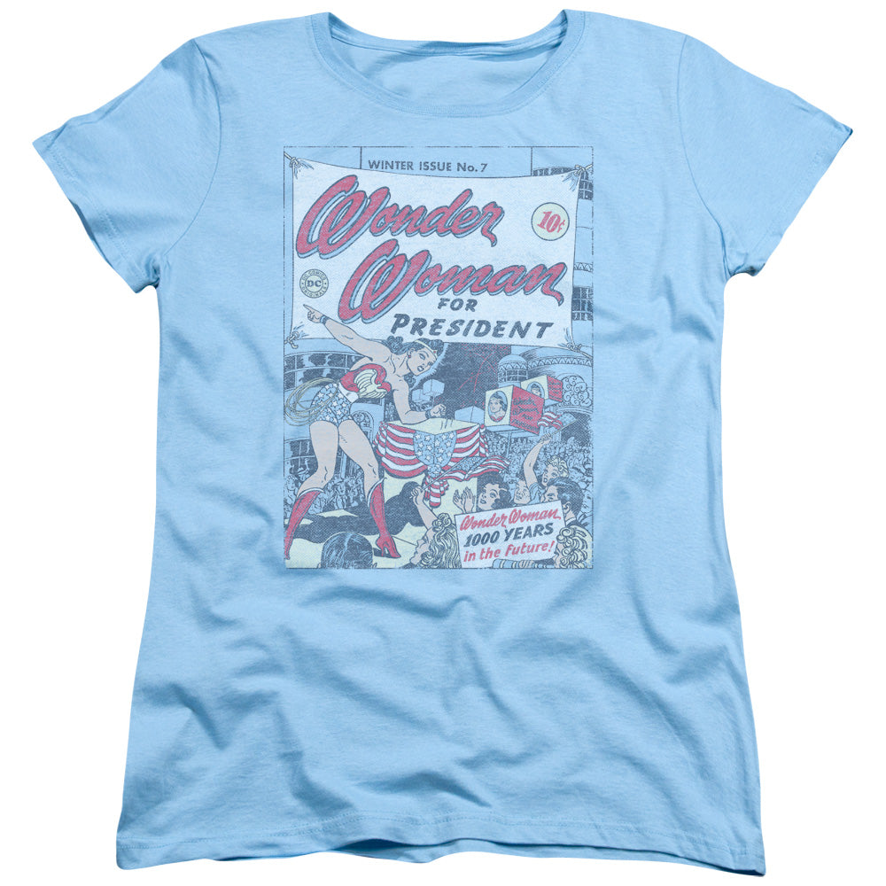 DC Comics Ww for President Womens T Shirt Light Blue Officially Licensed