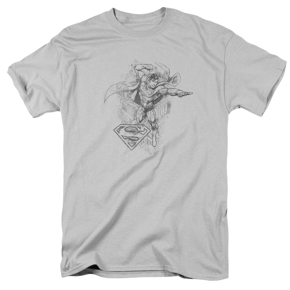 DC Comics Flying Flex Mens T Shirt Silver Officially Licensed
