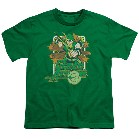 DC Comics Green Arrow Stars Kids Youth T Shirt Kelly Green Officially Licensed