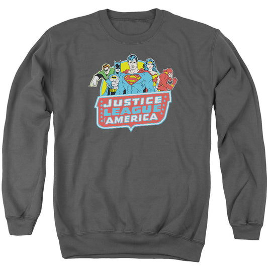 DC Comics 8 Bit League Mens Crewneck Sweatshirt Charcoal Officially Licensed