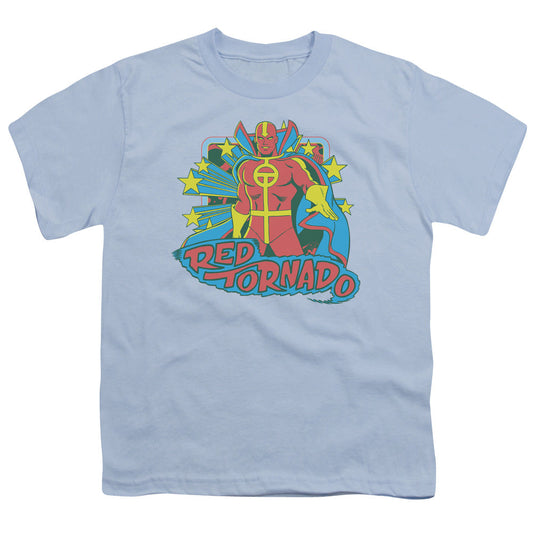 DC Comics Red Tornado Stars Kids Youth T Shirt Light Blue Officially Licensed