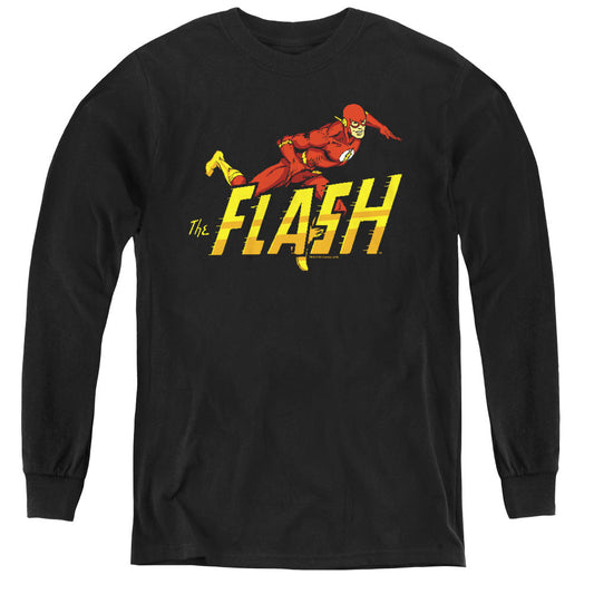 DC Comics Flash 8 Bit Flash Long Sleeve Kids Youth T Shirt Black Officially Licensed