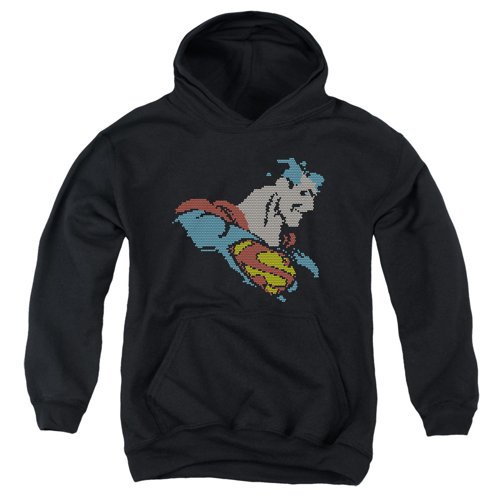 DC Comics Lite Brite Superman Kids Youth Hoodie Black Officially Licensed