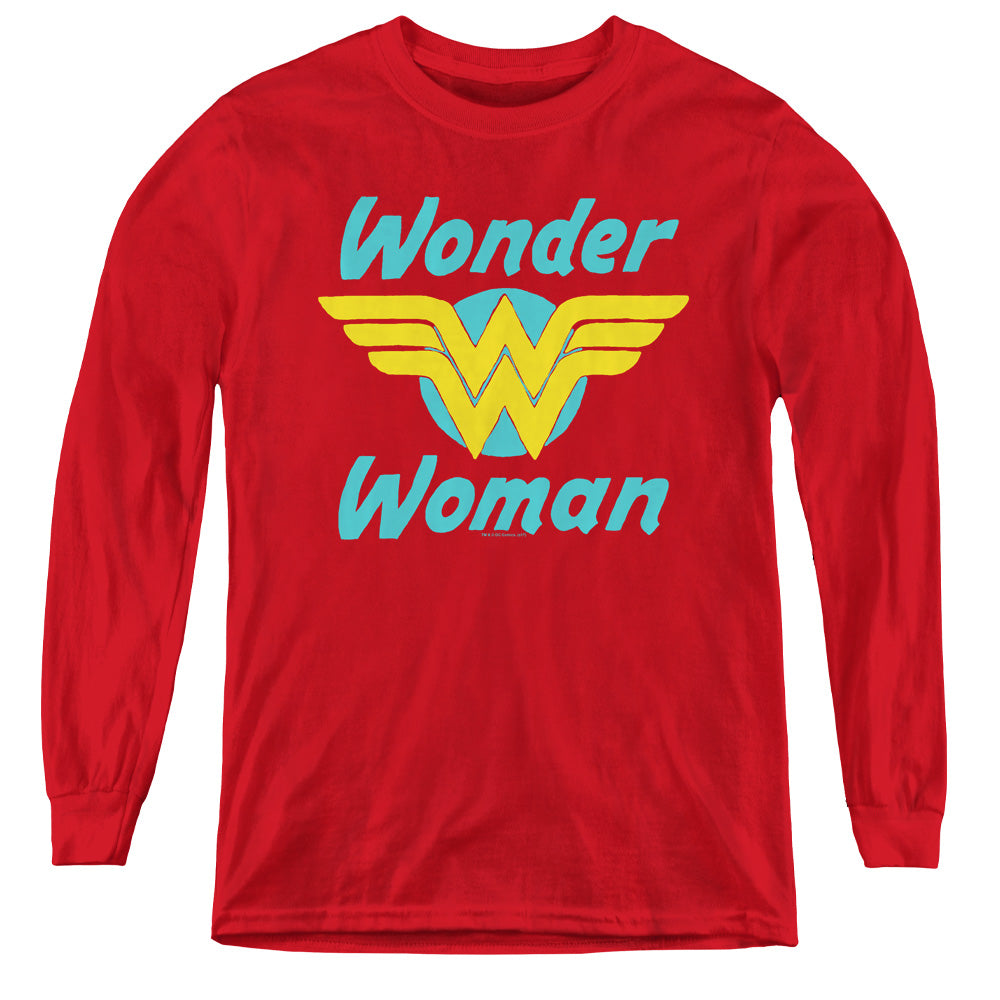 DC Comics Wonder Wings Long Sleeve Kids Youth T Shirt Red Officially Licensed