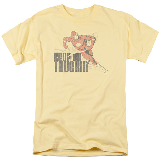 DC Comics Flash Keep on Truckin Mens T Shirt Yellow Officially Licensed
