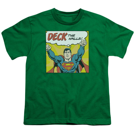 DC Comics Deck the Halls Kids Youth T Shirt Kelly Green Officially Licensed