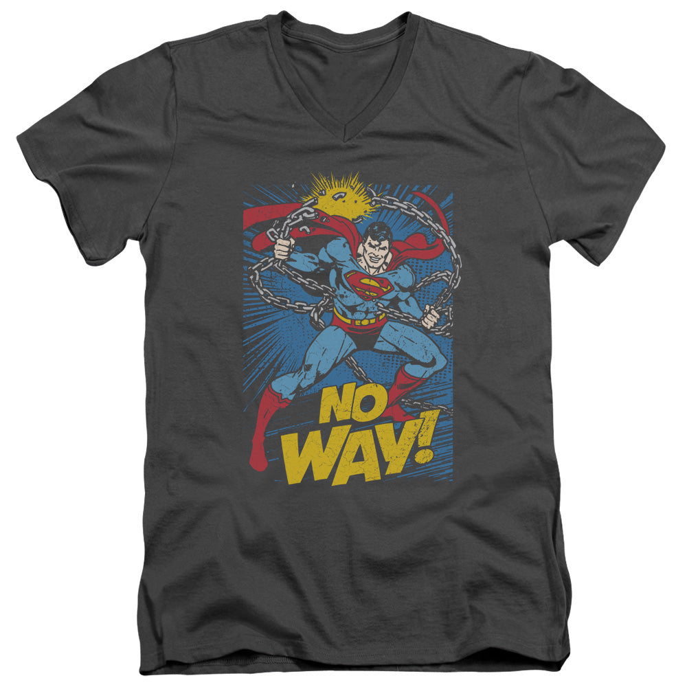 DC Comics No Way Mens Slim Fit V Neck T Shirt Charcoal Officially Licensed