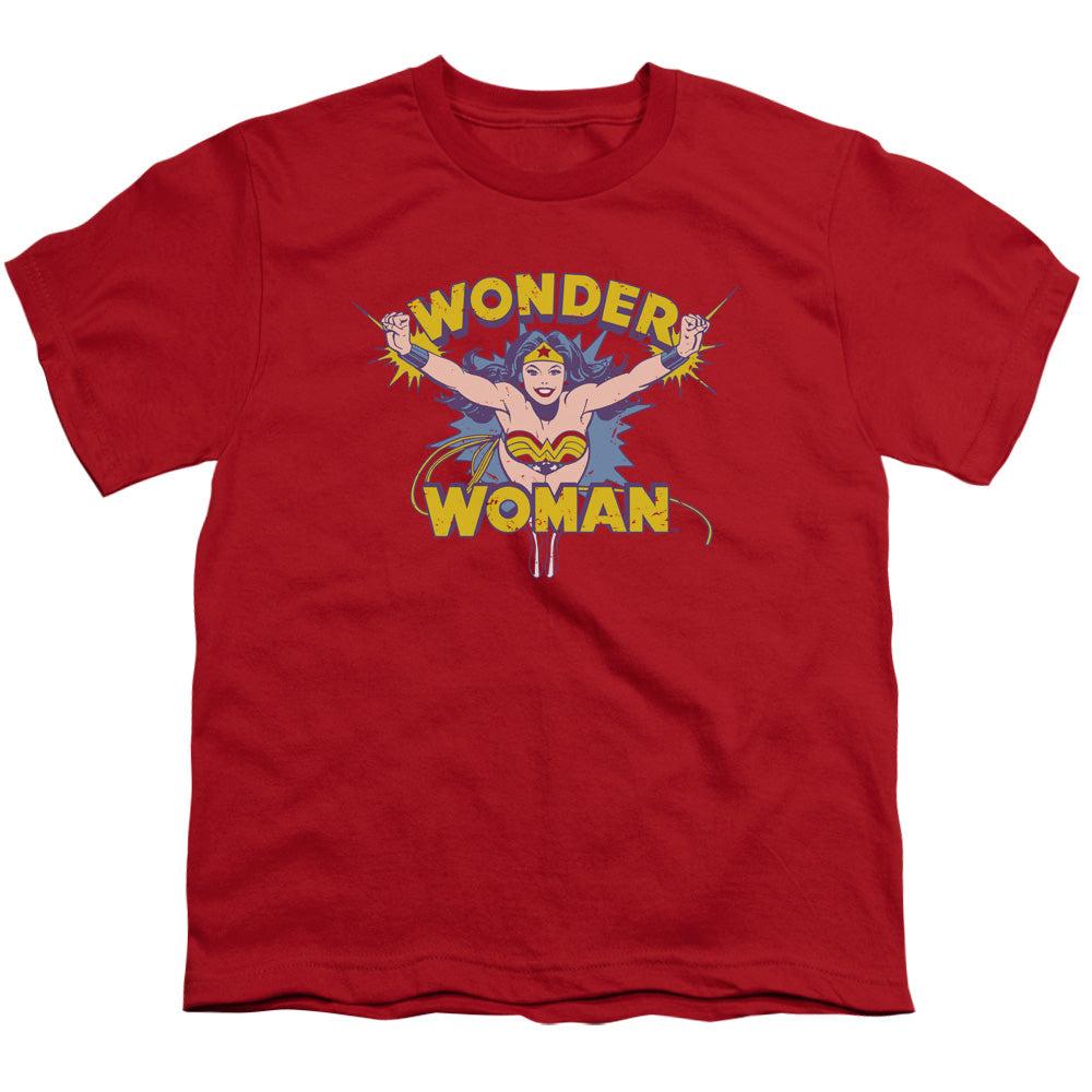DC Comics Flying Through Kids Youth T Shirt Red Officially Licensed