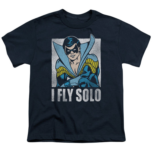 DC Comics Fly Solo Kids Youth T Shirt Navy Blue Officially Licensed