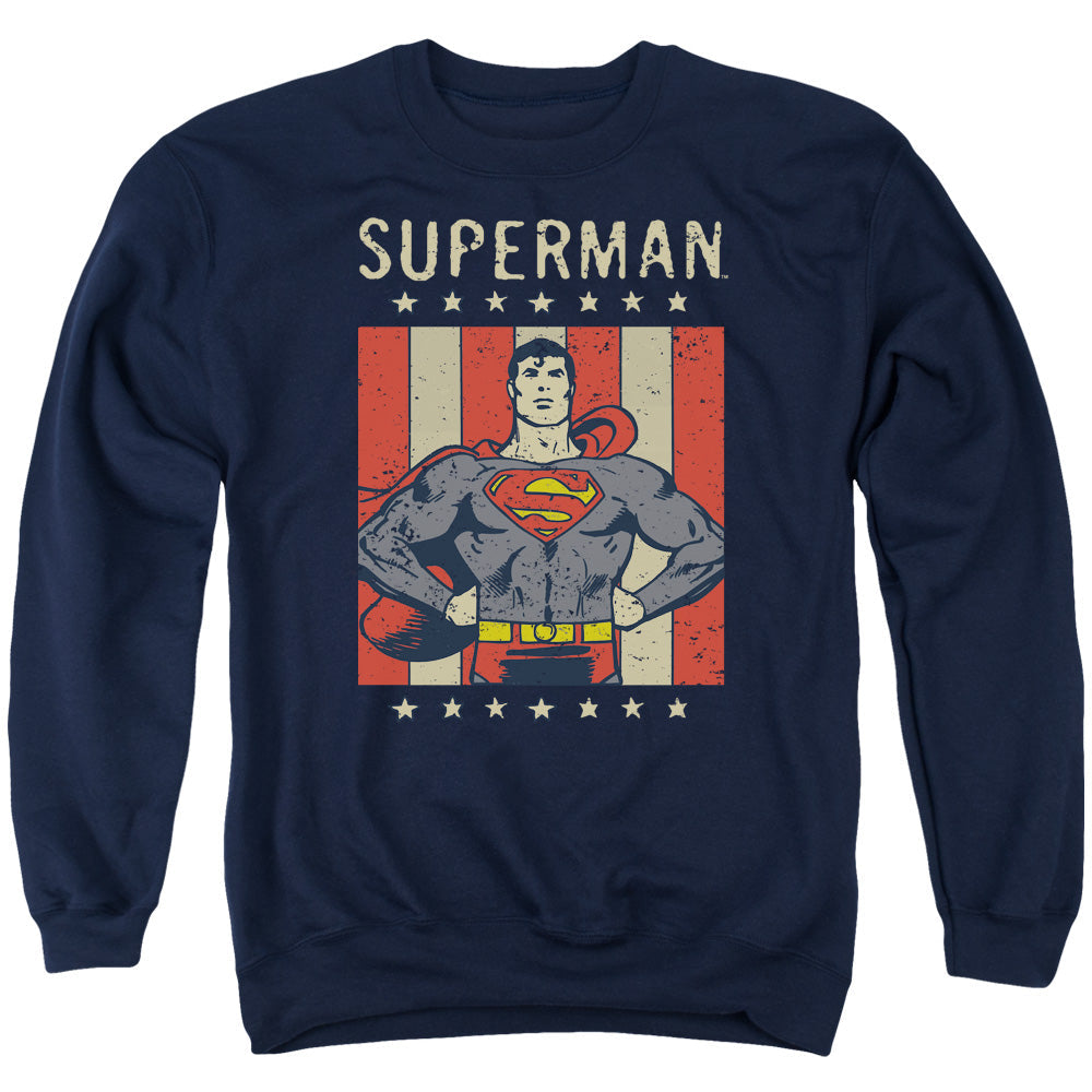 DC Comics Retro Liberty Mens Crewneck Sweatshirt Navy Blue Officially Licensed