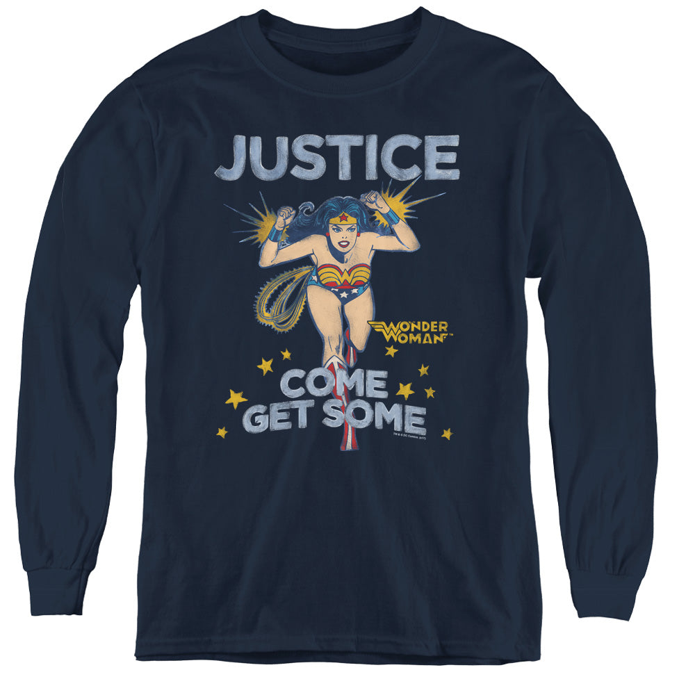 DC Comics Get Some Long Sleeve Kids Youth T Shirt Navy Blue Officially Licensed