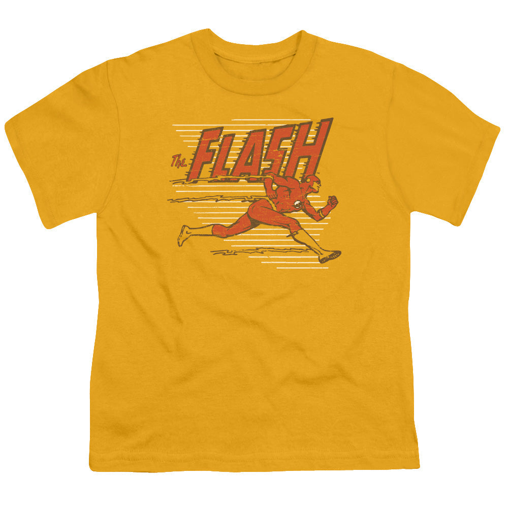 DC Comics Flash Speed Lines Kids Youth T Shirt Gold Officially Licensed