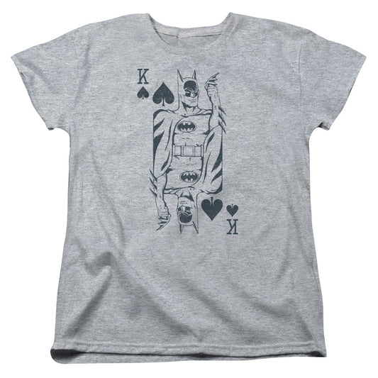 DC Comics Bat Card Womens T Shirt Athletic Heather Officially Licensed