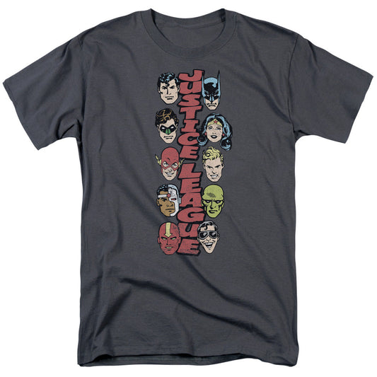 Dc Stacked Justice Mens T Shirt Charcoal Officially Licensed