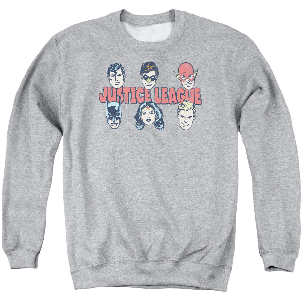 DC Comics Justice Lineup Mens Crewneck Sweatshirt Athletic Heather Officially Licensed
