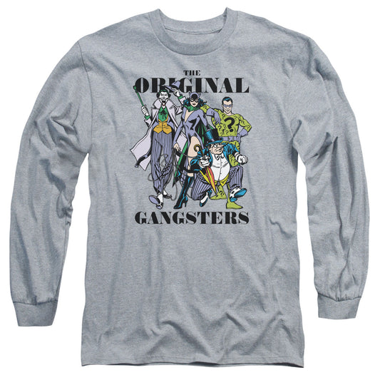 DC Comics Original Gangsters Mens Long Sleeve Shirt Athletic Heather Officially Licensed