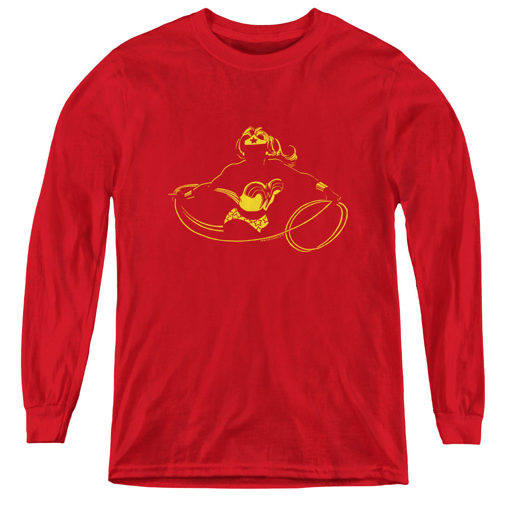 DC Comics Wonder Min Long Sleeve Kids Youth T Shirt Red Officially Licensed