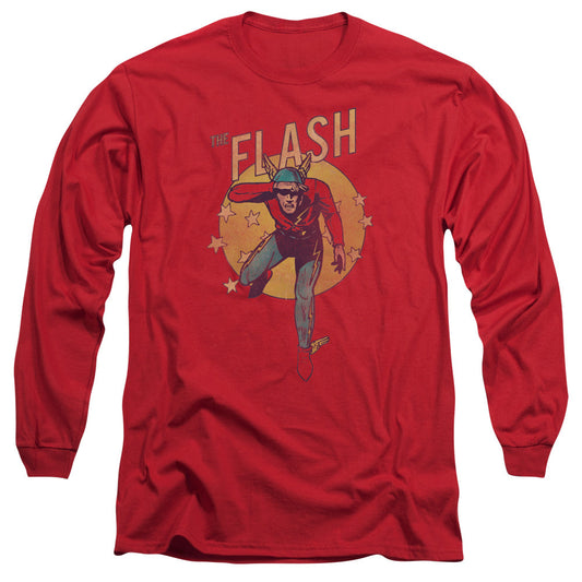 DC Comics Flash Circle & Stars Mens Long Sleeve Shirt Red Officially Licensed
