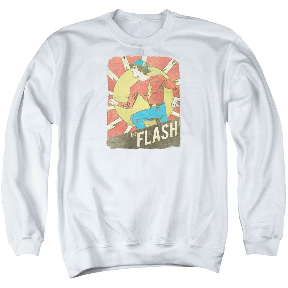 DC Comics Flash Tattered Poster Mens Crewneck Sweatshirt White Officially Licensed