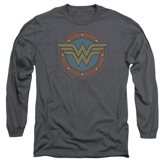Dc Ww Vintage Emblem Mens Long Sleeve Shirt Charcoal Officially Licensed