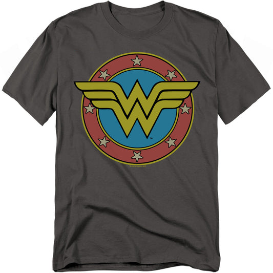 Dc Ww Vintage Emblem Mens T Shirt Charcoal Officially Licensed