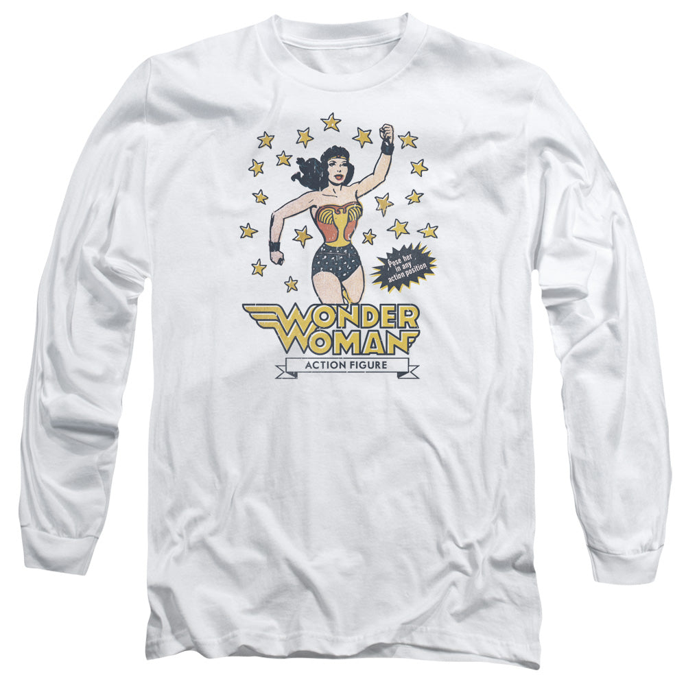 Dc Action Figure Mens Long Sleeve Shirt White Officially Licensed
