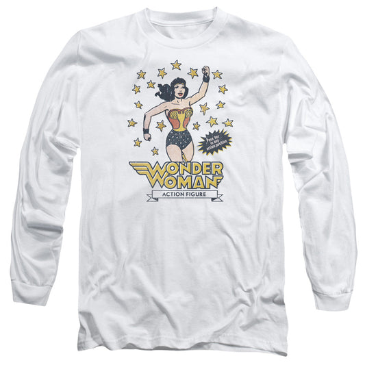 DC Comics Action Figure Mens Long Sleeve Shirt White Officially Licensed