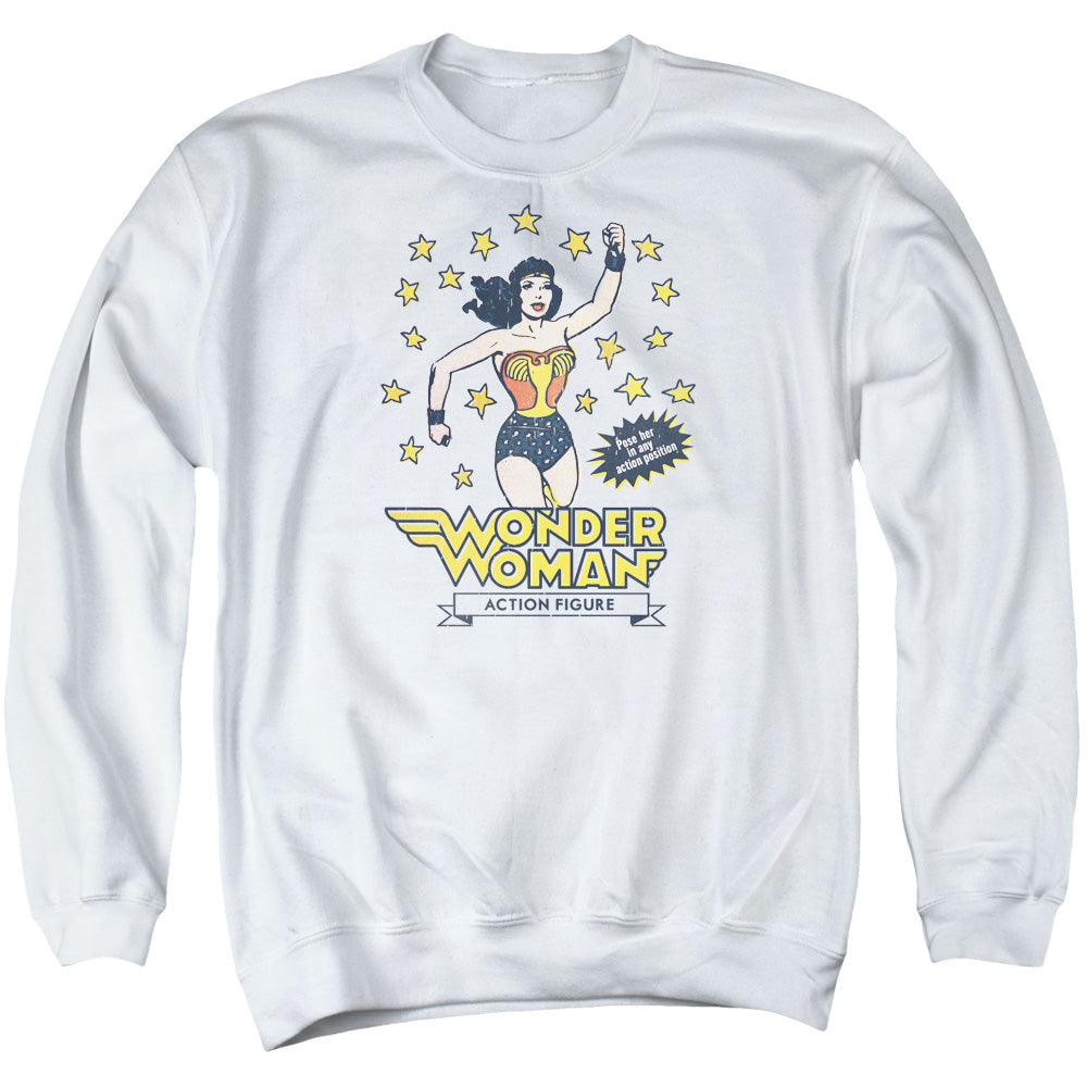 DC Comics Action Figure Mens Crewneck Sweatshirt White Officially Licensed