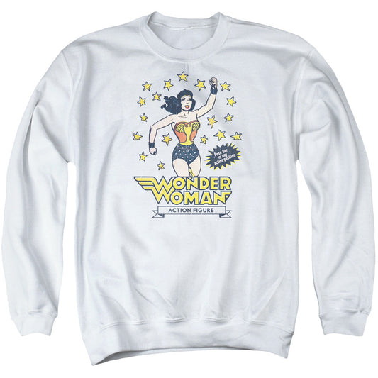 DC Comics Action Figure Mens Crewneck Sweatshirt White Officially Licensed