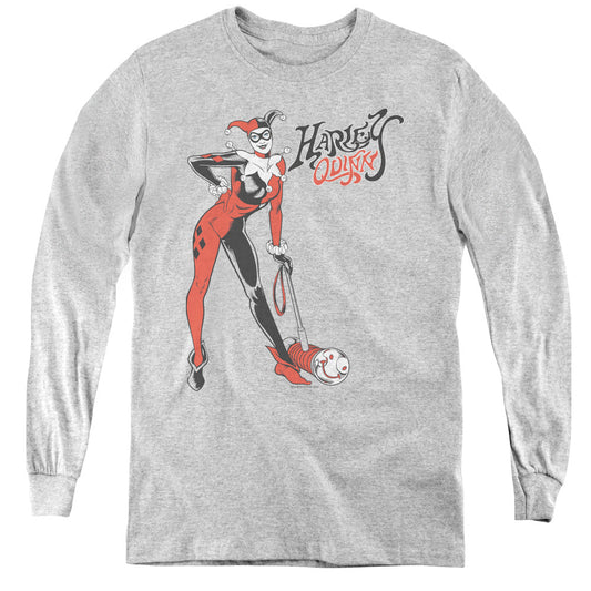 DC Comics Harley Hammer Long Sleeve Kids Youth T Shirt Athletic Heather Officially Licensed