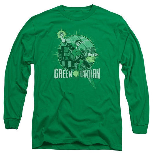 DC Comics City Power Mens Long Sleeve Shirt Kelly Green Officially Licensed