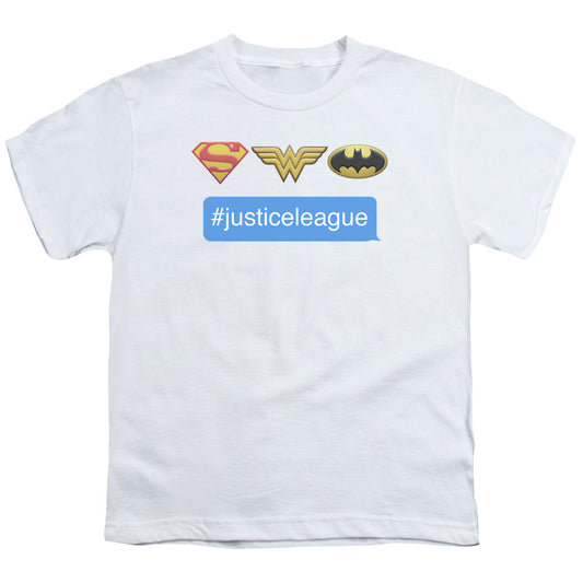 DC Comics Hashtag Jla Kids Youth T Shirt White Officially Licensed