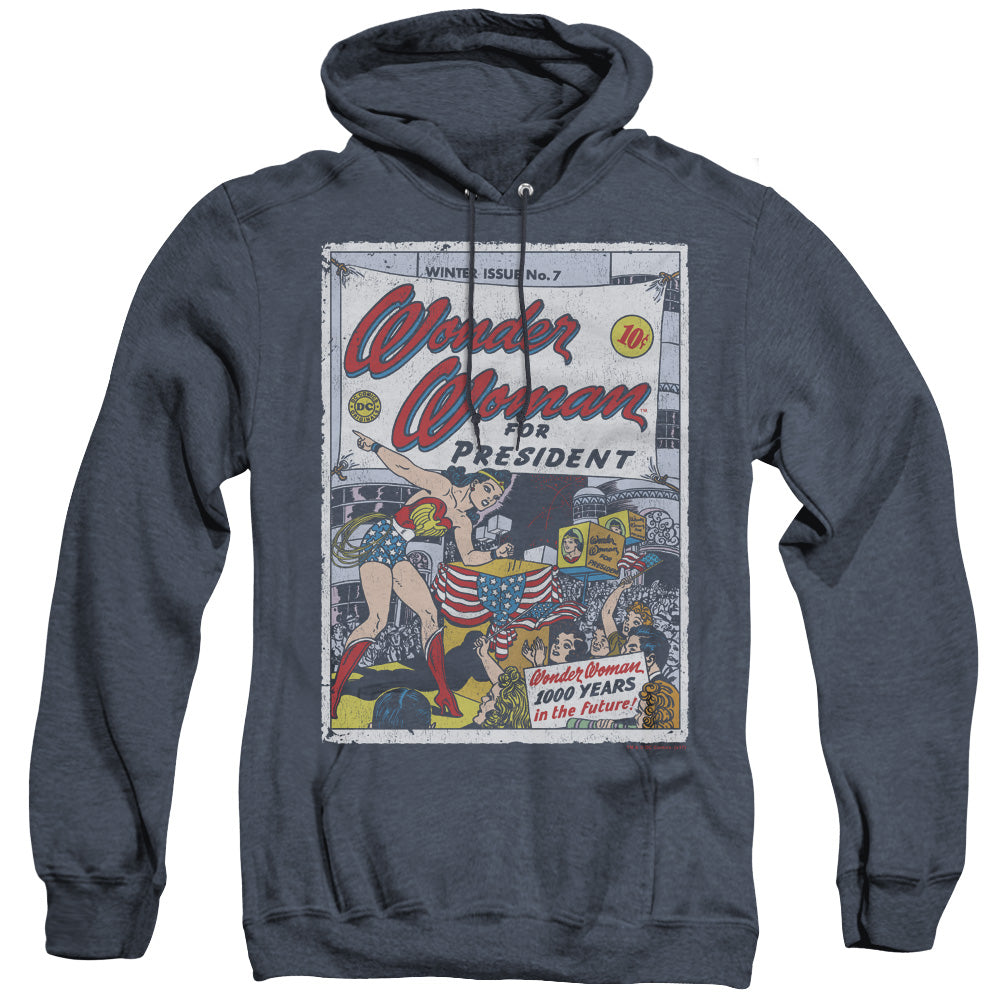 DC Comics Ww for President Heather Mens Hoodie Navy Blue Officially Licensed