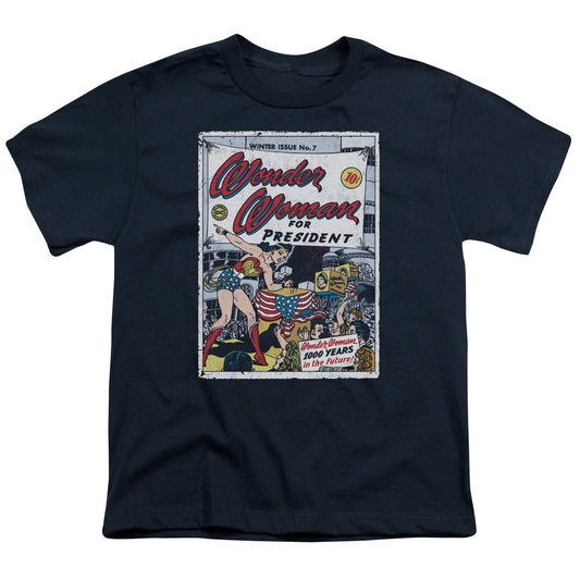 DC Comics Ww for President Kids Youth T Shirt Navy Blue Officially Licensed