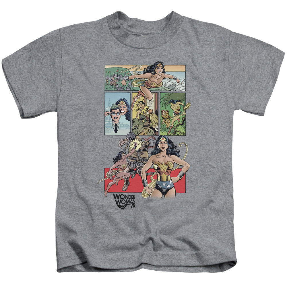 Wonder Woman WW75 Comic Page Juvenile Kids Youth T Shirt Athletic Heather Officially Licensed